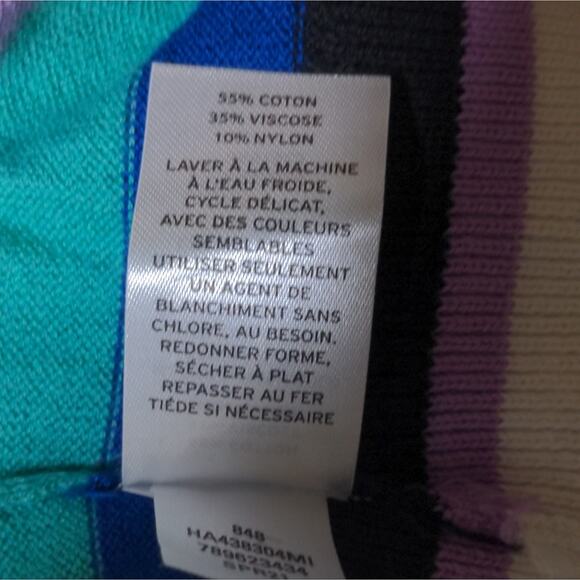 Halogen (Nordstrom) Crew Neck Sweater Blue- Lavender Multi Stripe XL New - Picture 10 of 11